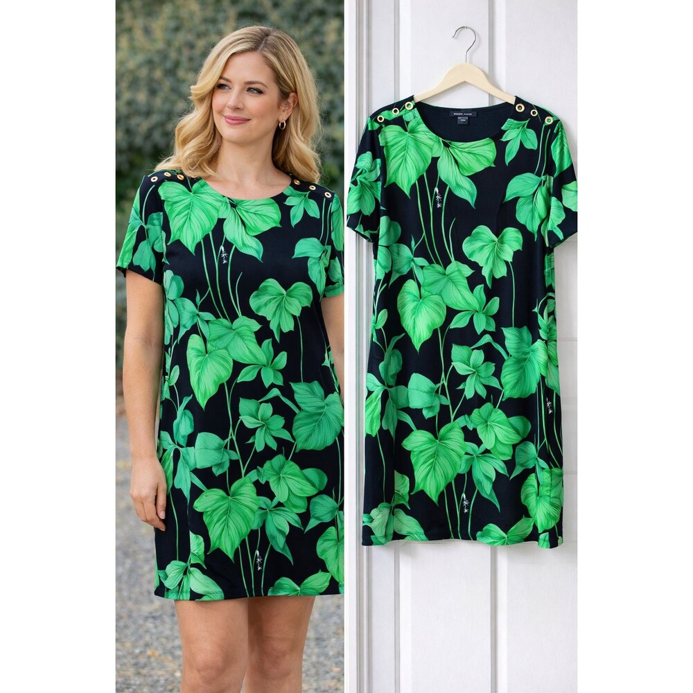 Tommy Hilfiger Island Orchid Shift Dress Women’s 14 Floral Jersey Knit